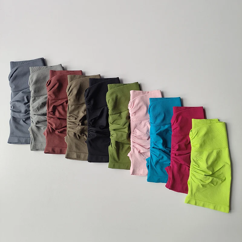 Pfirsichfarbene Fitness-Shorts für Damen, Sport-Shorts zur Po- und Hüftstraffung, Yoga-Shorts mit hoher Taille und hohem Bauchkomfort, hochelastische Leggings – Detail 22