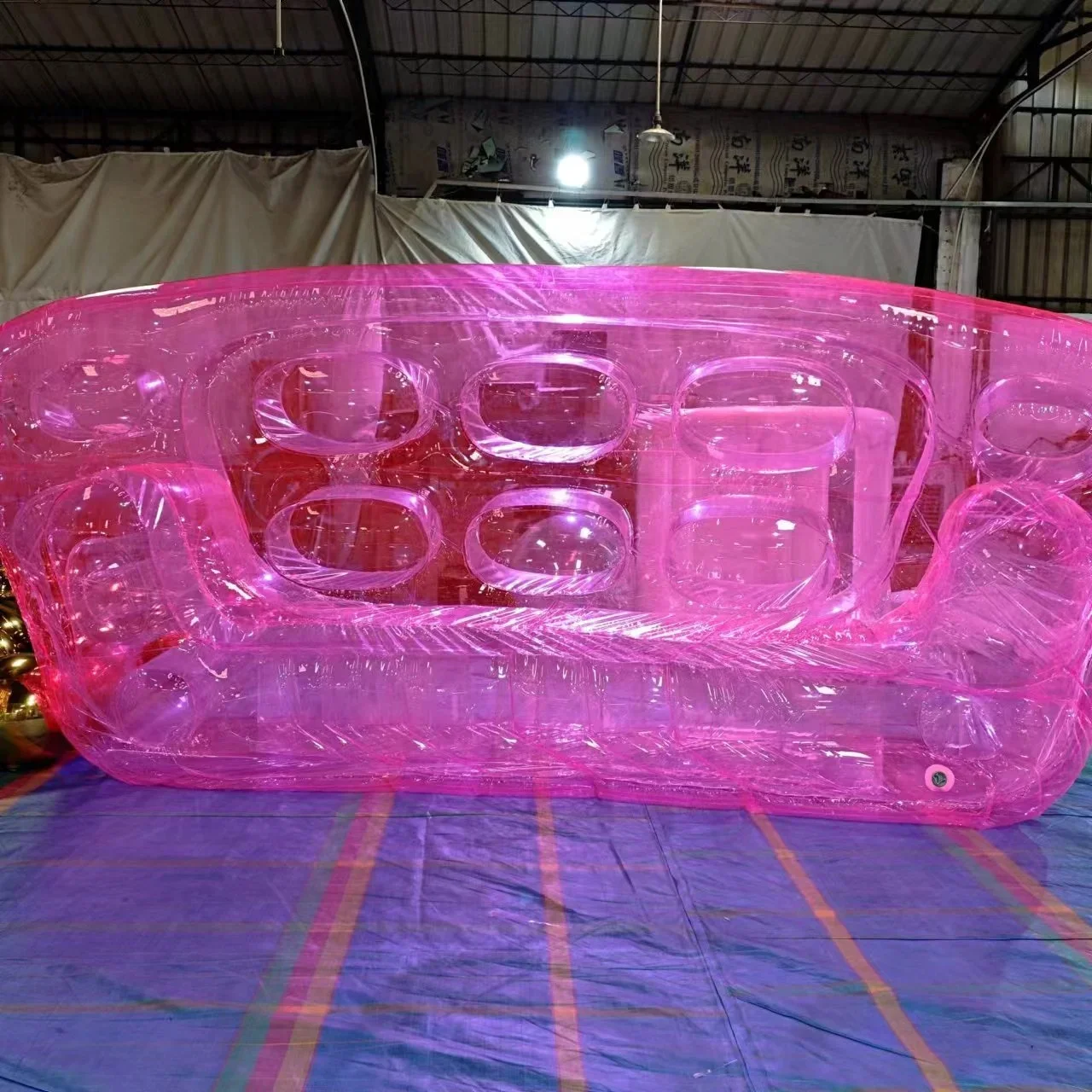 Custom Design Logo Clear PVC4 Person Inflatable Sofa Inflatable Sofa Pink Comfortable Outdoor Inflatable Sofa