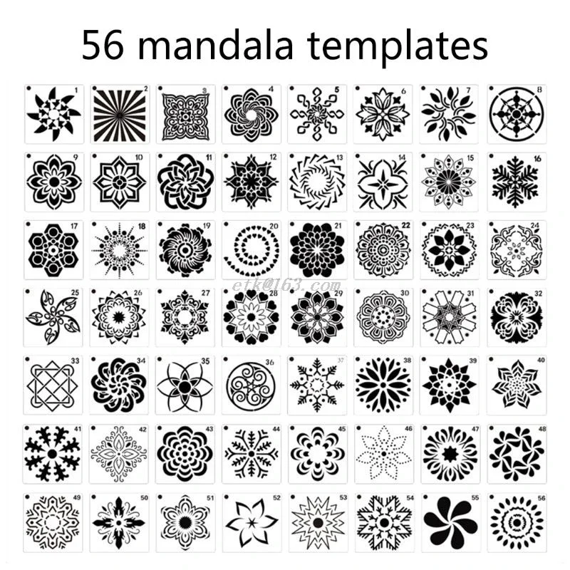 

56 Pack Mandala Dot Painting Templates Stencils, Small Mandala Template Stencils for DIY Art Project Rock Painting