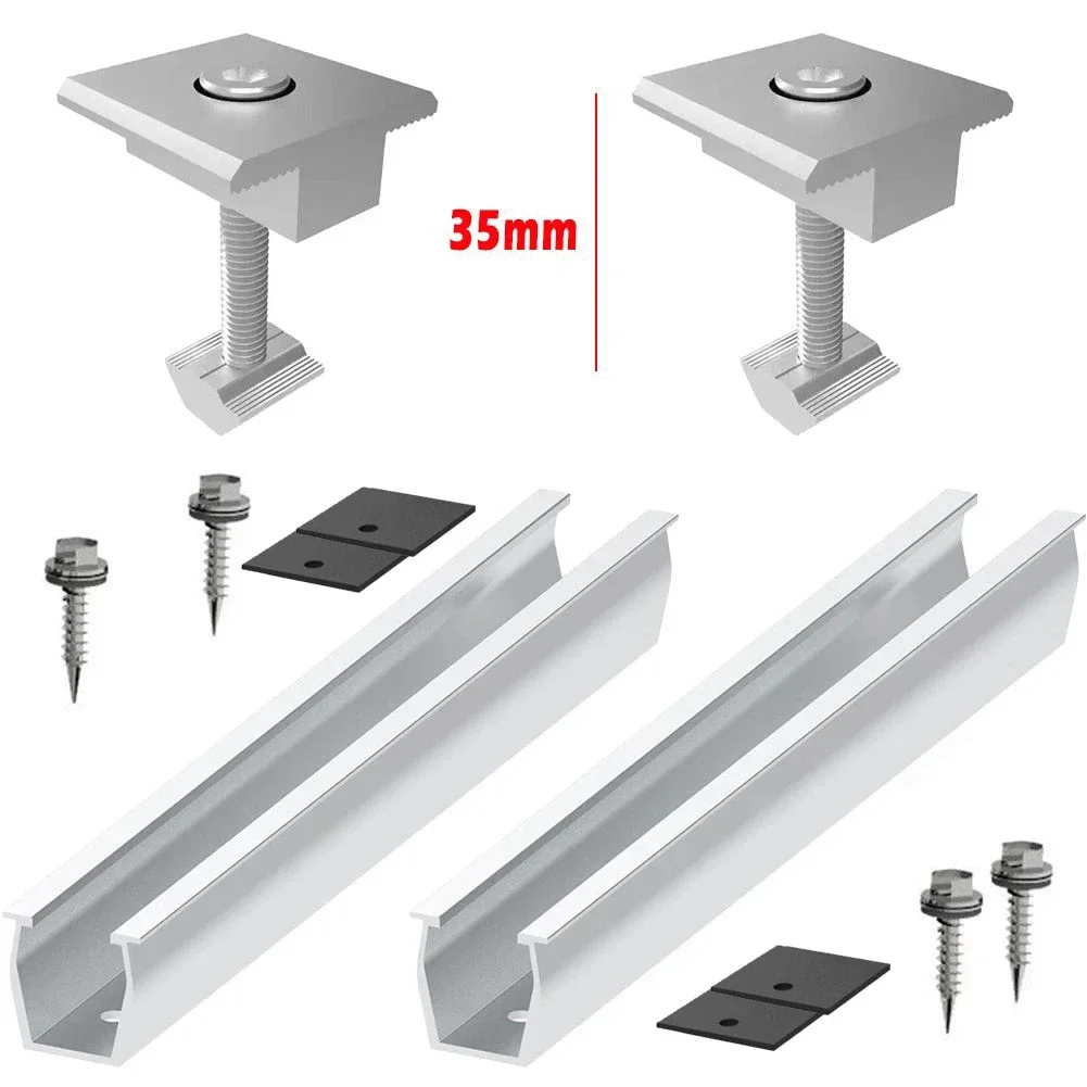 ALLGOOD Solar Panel Mount Bracket Rails Clamp Fastening Module Mount Mounting PV Photovoltaic Solar Power Supplies Trapezoidal R