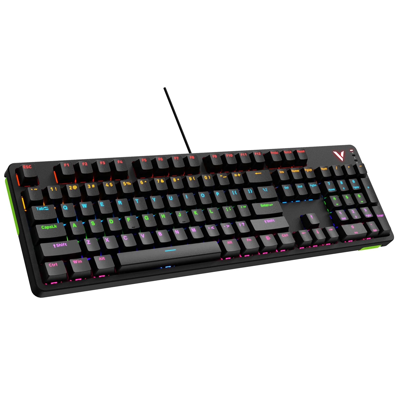 

Rapoo V500Pro Full-Size Mechanical Gaming Keyboard 104 Keys Anti-Ghosting Customizable Rainbow RGB Backlit Red Switch