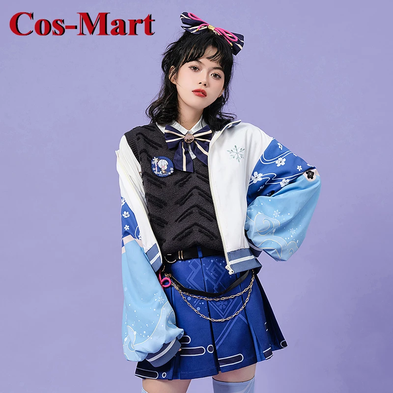 

Cos-Mart Game Genshin Impact Kamisato Ayaka Cosplay Costume Fashion Preppy Style Uniform Activity Party Role Play Clothing