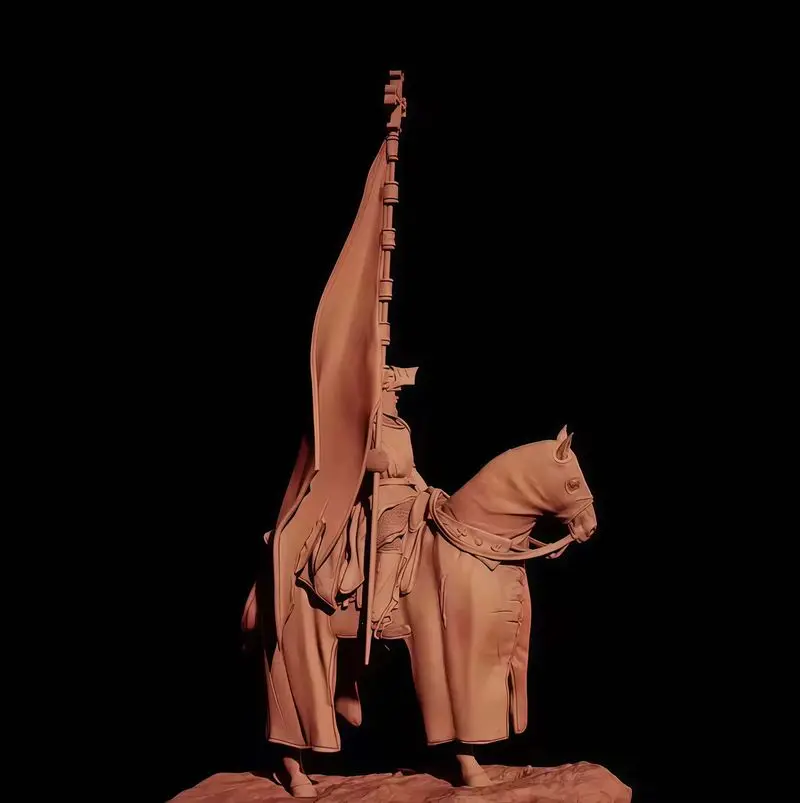 نموذج راتينج 1/24 فارس قديم (مع حصان وقاعدة) تمثال أبيض نموذج Gk مجموعة غير قابلة للتجميع وغير ملونة