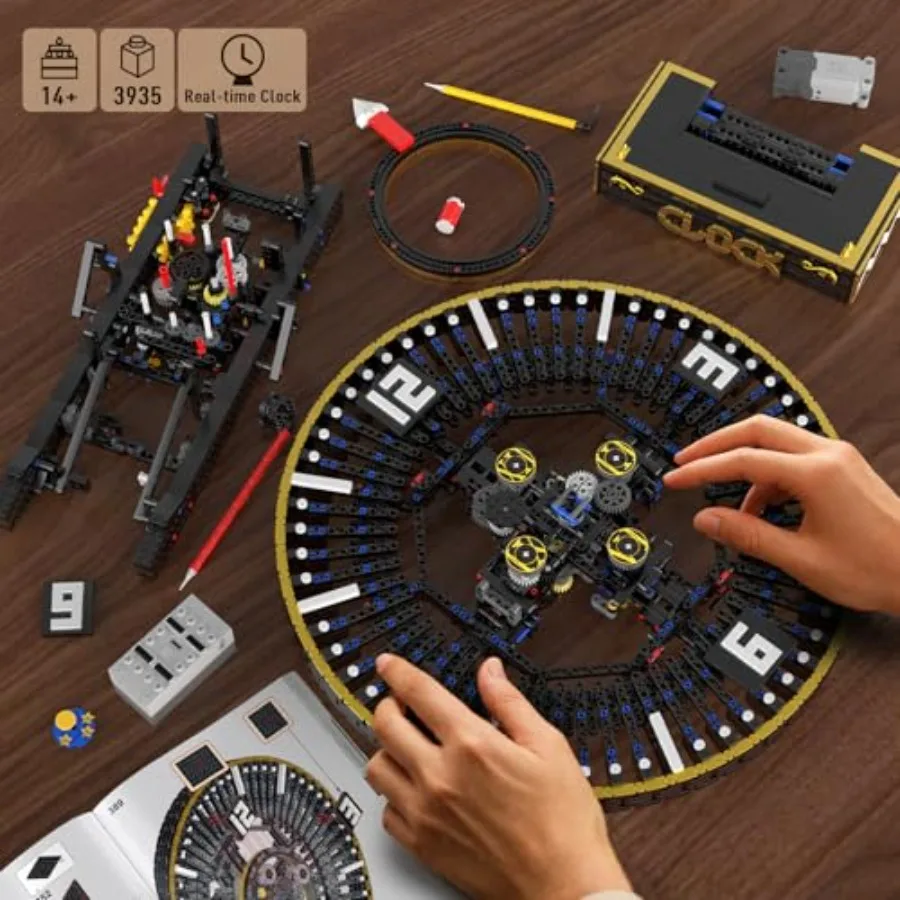 Juego de construcción de reloj Grand - Más de 3675 piezas Modelo de reloj DIY motorizado con engranajes mecánicos, control y visualización en tiempo real, Engi avanzado