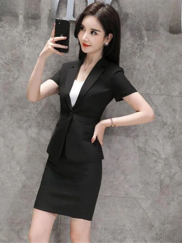 

Slim Fit ort Sve Workwear Ele Busin Suit Versatile Lightweight Women's Faion Summer Suit Casual Chic