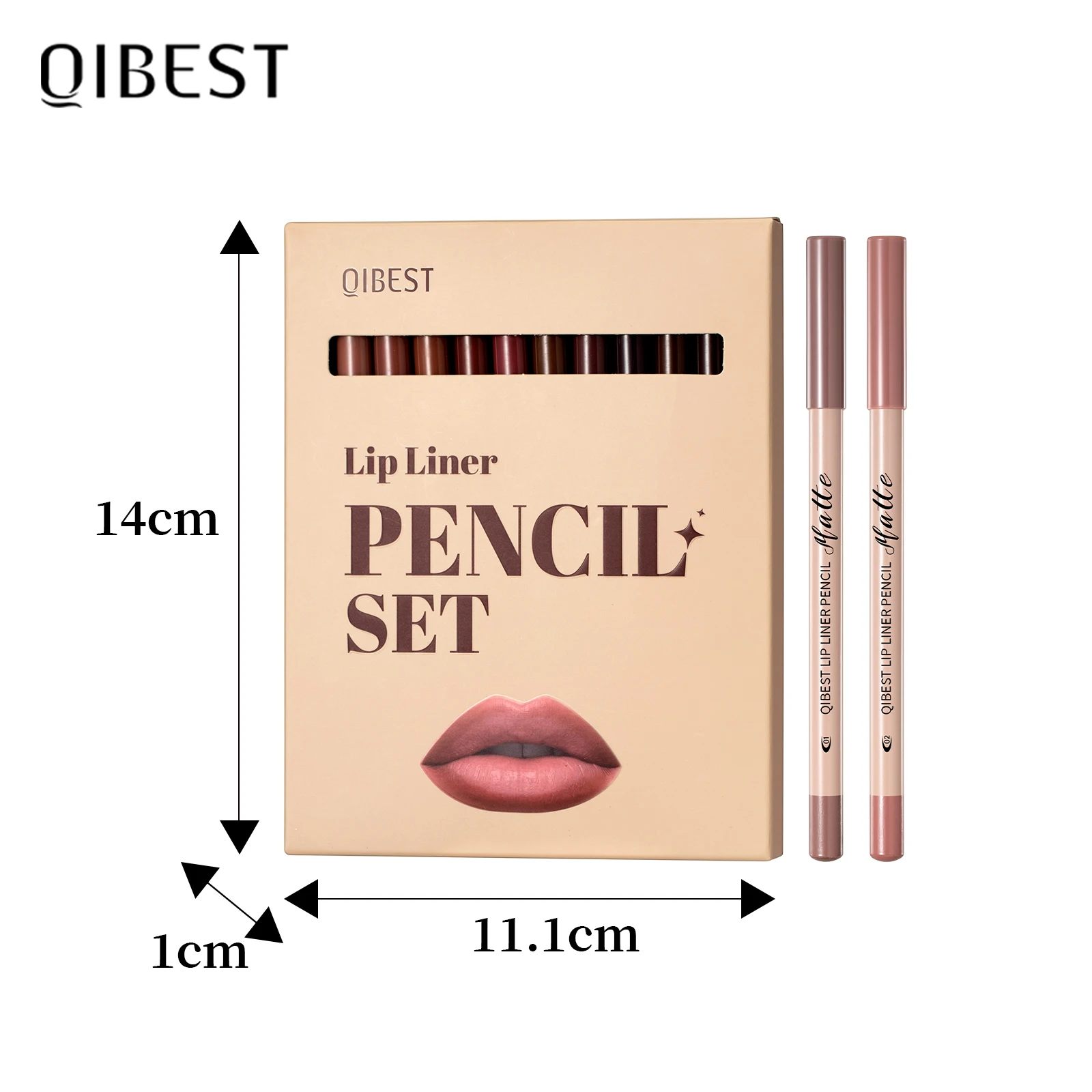 QIBEST 12 لون ماتي أحمر الشفاه قلم تحديد الشفاه مجموعات ماكياج مقاوم للماء دائم قلم تحديد الشفاه كونتور قلم أحمر الشفاه مستحضرات التجميل