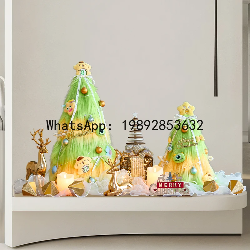 Christmas Decoration Ornaments Green Furry Decoration Ornaments Small Living Room Desktop Front Desk Arrangement