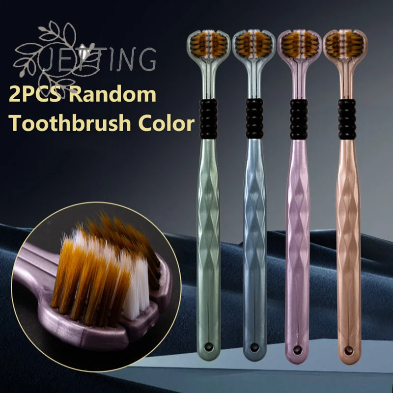 

(SMTGDP11) Набор из 2-х 3D-стерилизаторов для зубных щеток с трехсторонней чисткой, ультратонкими мягкими щетинками, скребок для языка, уход за полостью рта 360° ° Чистка зубов