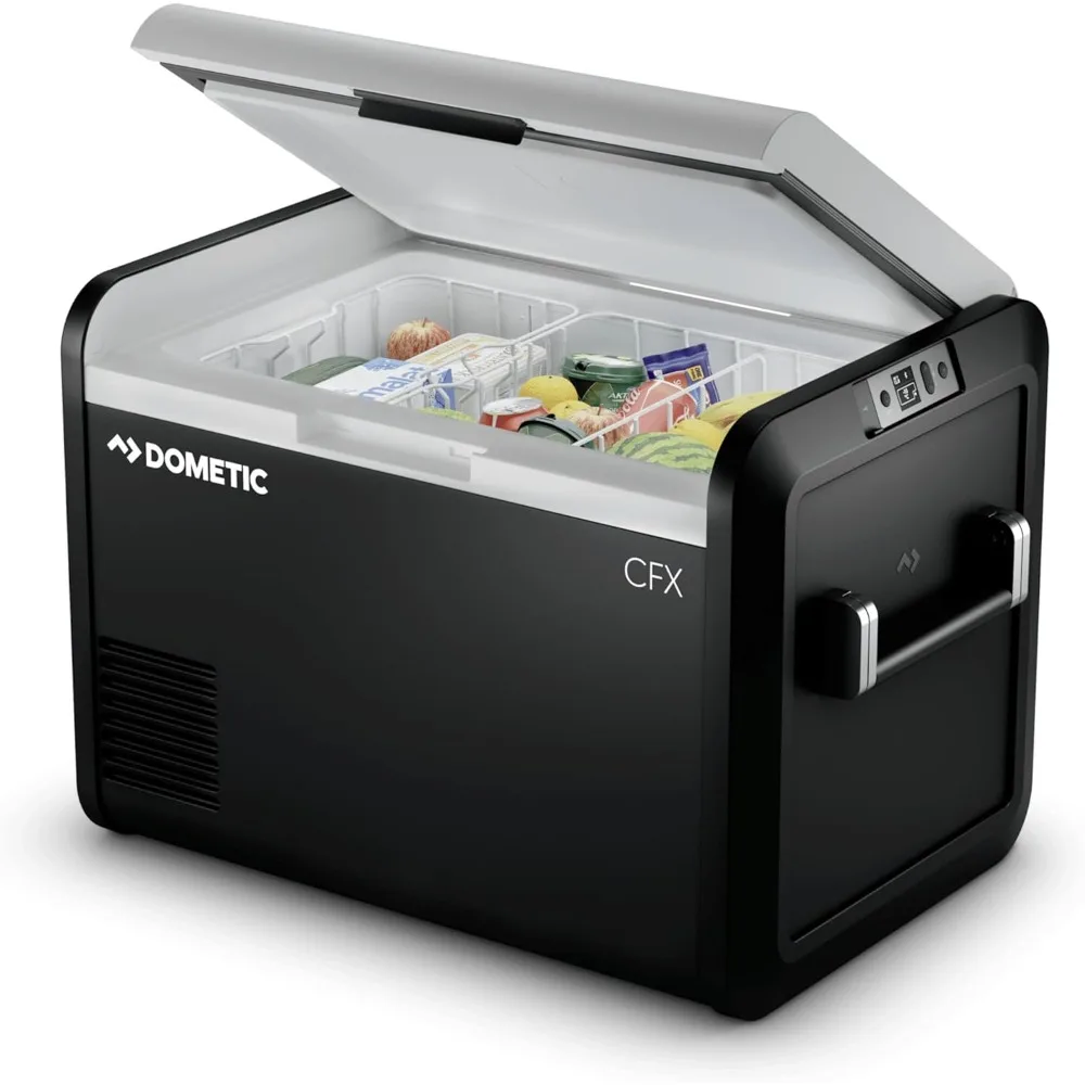 Portable Refrigerator and Freezer with ICE Maker, Powered by AC/DC or Solar