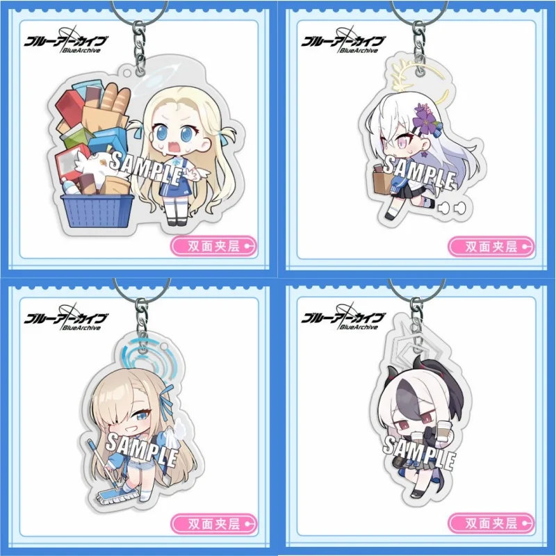 Blue Archive LAWSON Anime KeyChain Onikata Kayoko Shirasu Azusa Men Key Chain for Women Fashion Figure Acrylic Keyring Pendant