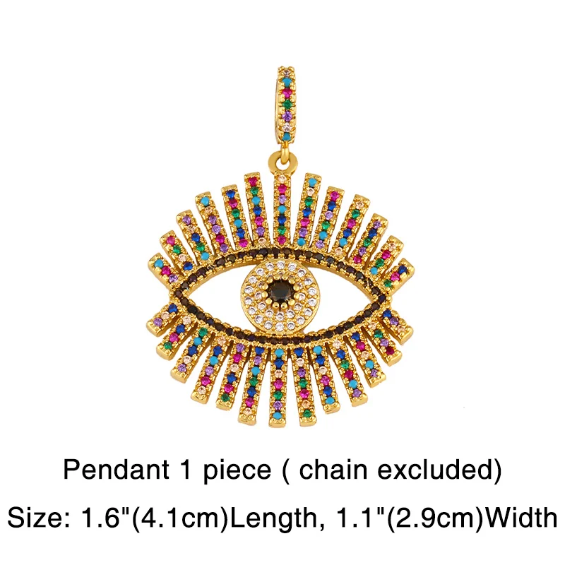 FLOLA Gold Plated Fatima Hand Evil Eye Necklaces for Women Copper Zircon Horn Lightning DIY Necklaces Jewelry Making Gift nkeq81