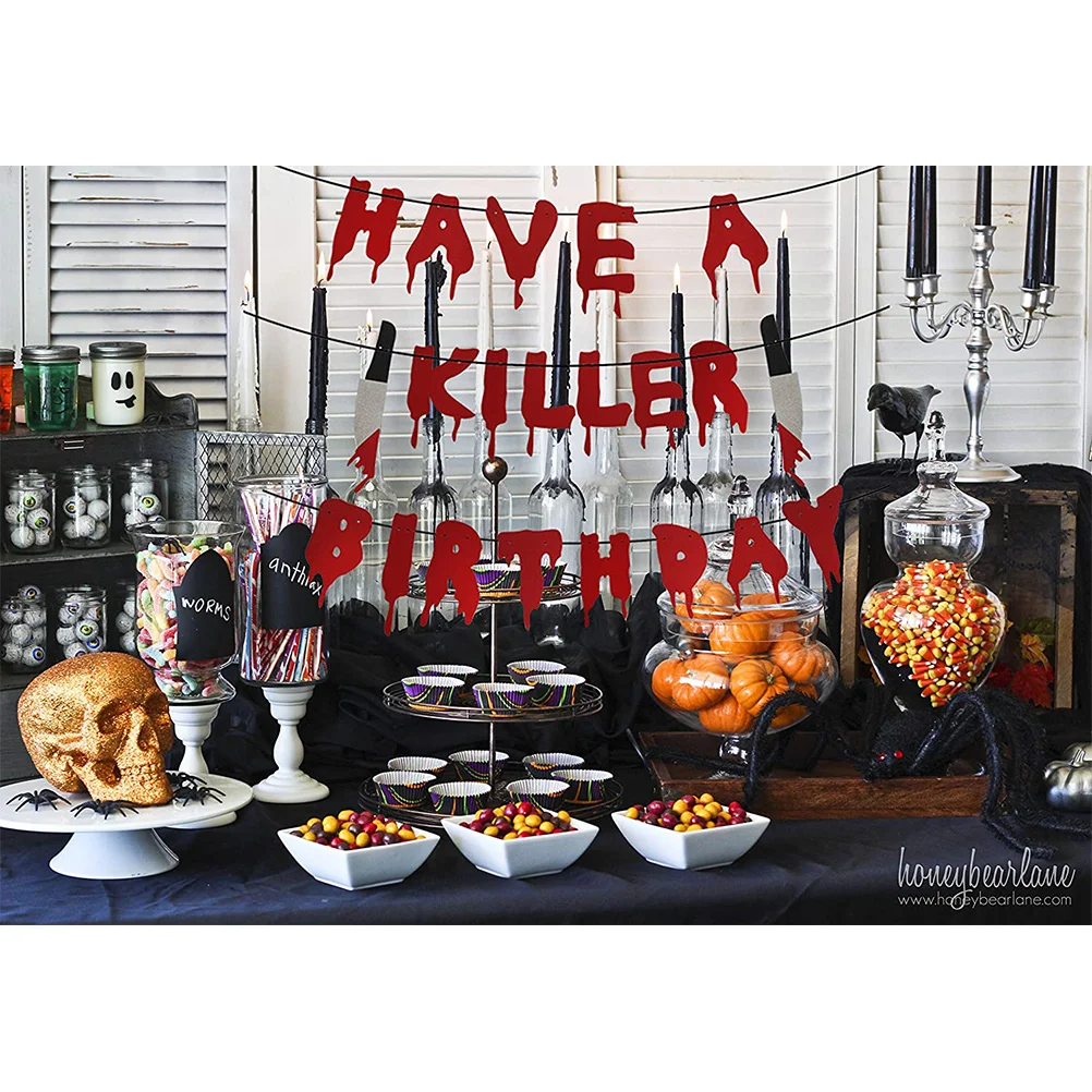 Halloween Banner Party Decorations for Photoshoot Have Killer Birthday Bunting Zombie Decorate Wall Themed Paper Home