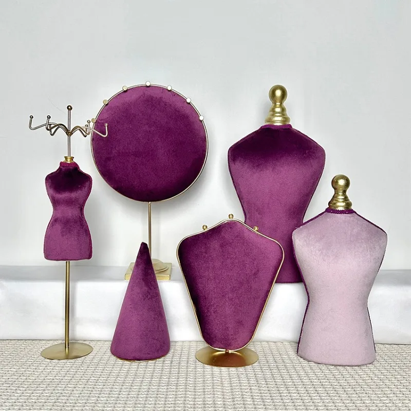Velvet Jewelry Stand Jeweler Minimalist Earring Storage Holder Exhibitor Counter Necklace Display Shelf Jewellery Packaging Prop