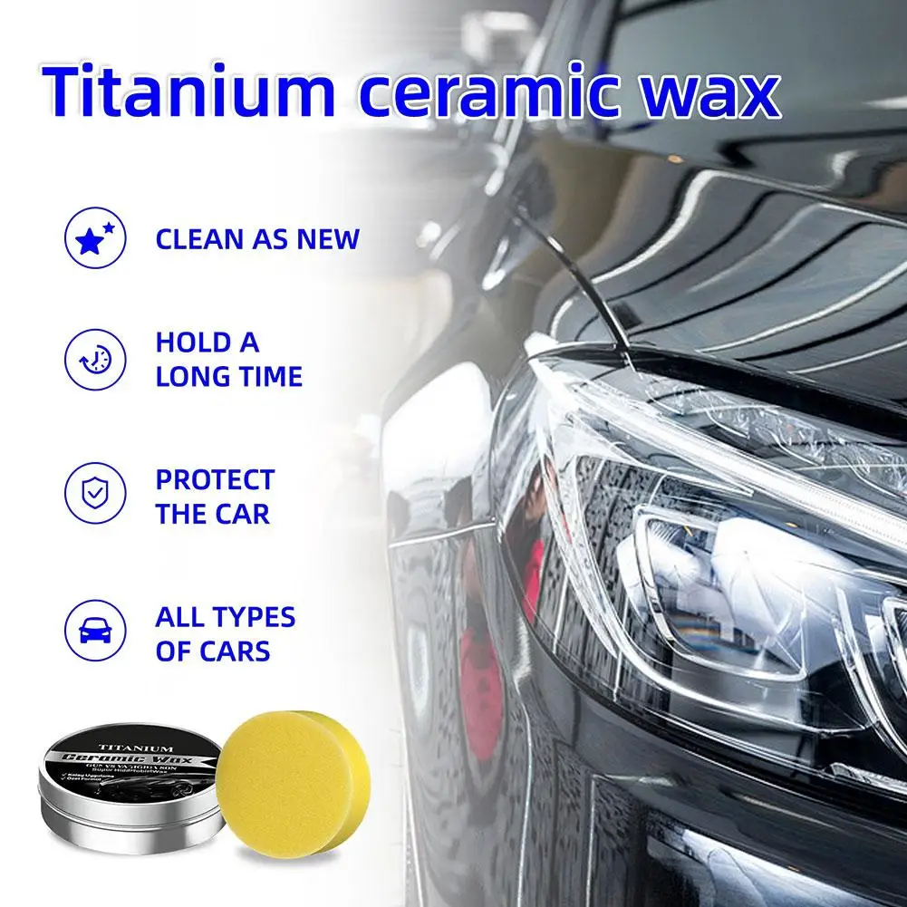 1-5pcs Ceramic Wax Cream Easy Apply Titanium Ceramic Car Wax Waterproof Scratch Resistant Paint Sealant With Applicator Sponge view 5