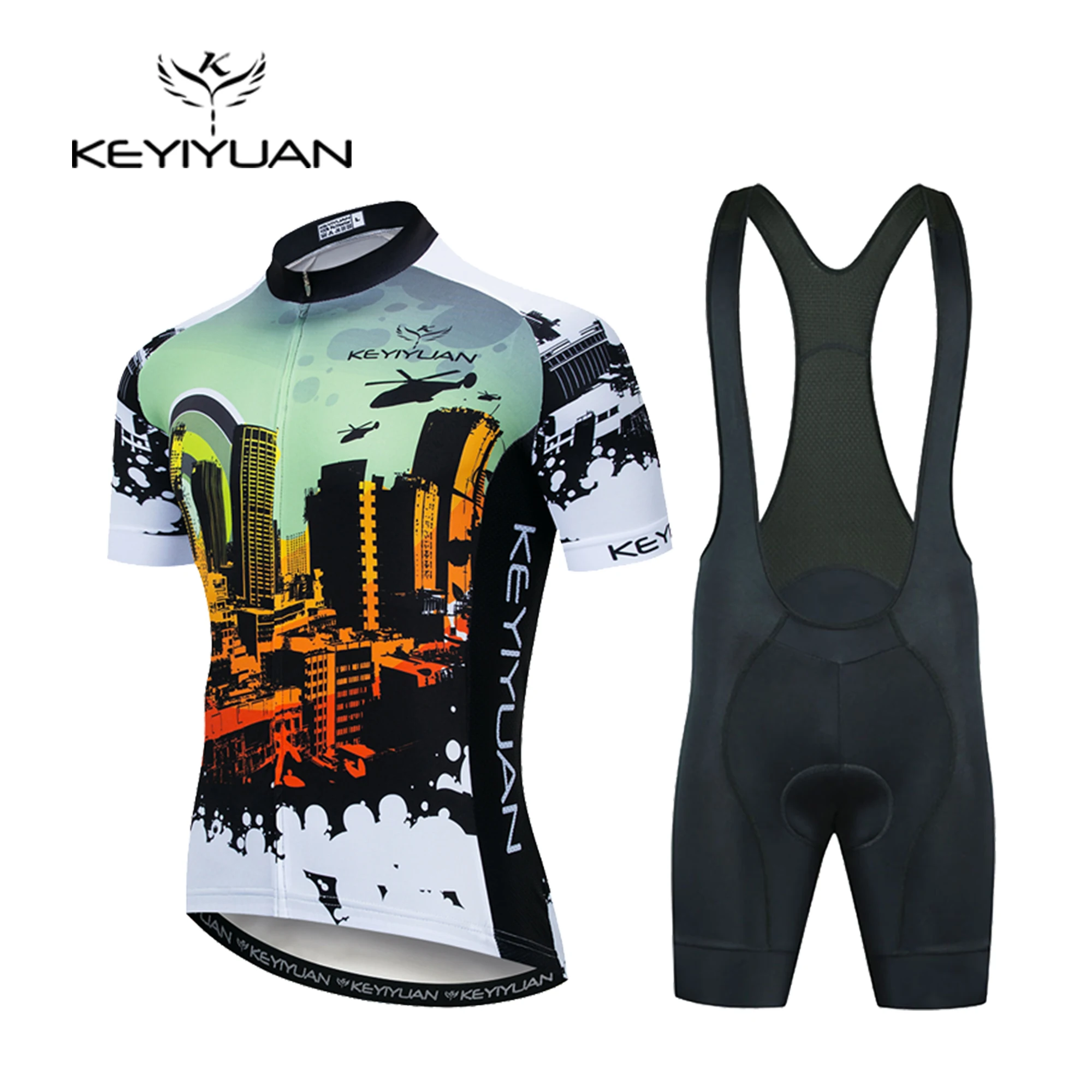 

KEYIYUAN 2023 Summer Men Simple Polyester Spandex 20D GEL Maillot Ciclismo Hombre Bib Set 00014