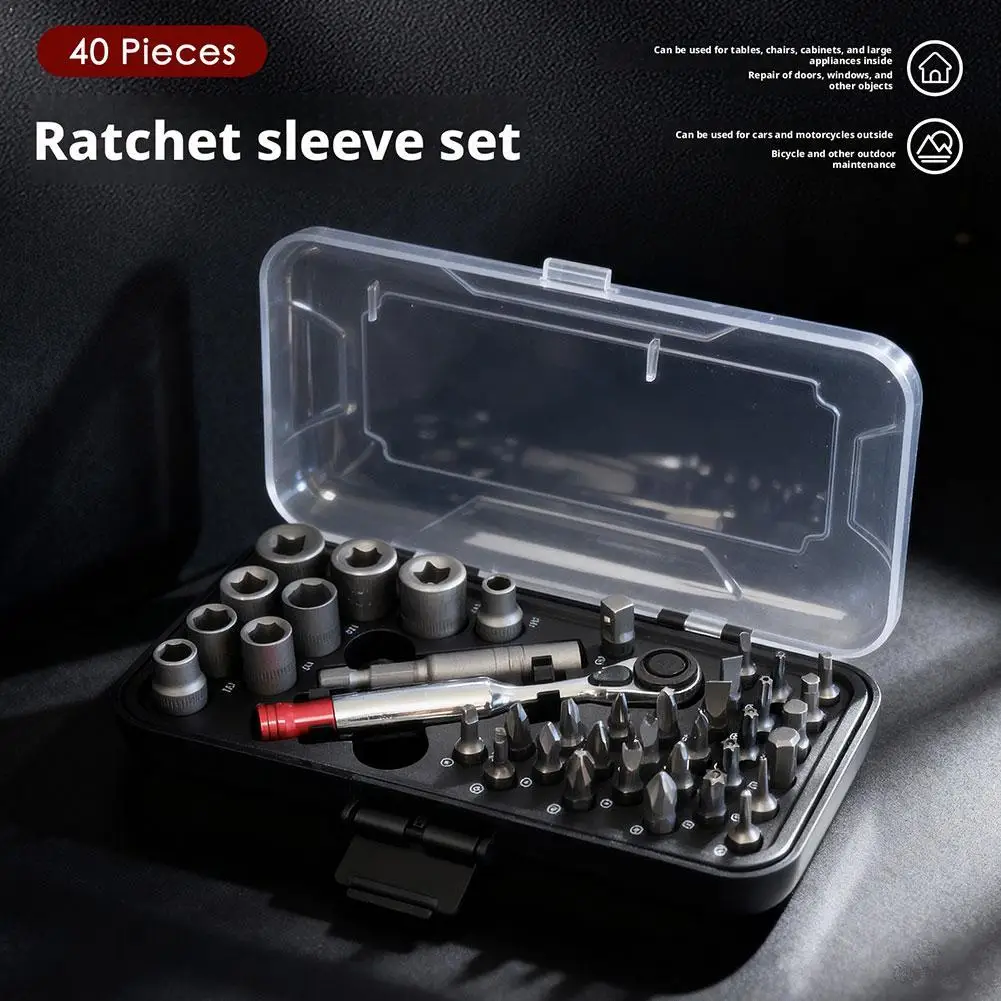 

40 in 1 Ratchet Labor-Saving S2 Screwdriver Set Bicycle Repair Socket Set Household Appliance Disassembly and Repair Tool