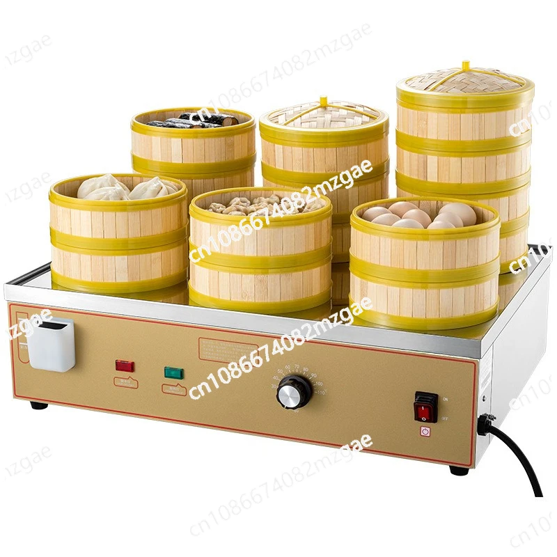

Commercial Steamer Machine 42L Electric Steam Cabinet for Buns/Dumplings/Baozi - Fast Heating, 3 Trays, Auto Timer