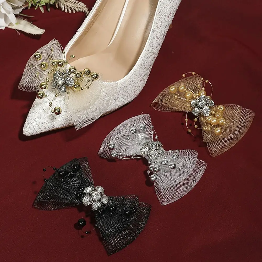 1PC Shiny Shoes Decorations Handmade Bow Design Rhinestone Shoes Buckle Accessories DIY Bags/Clothes/Shoes High Heel