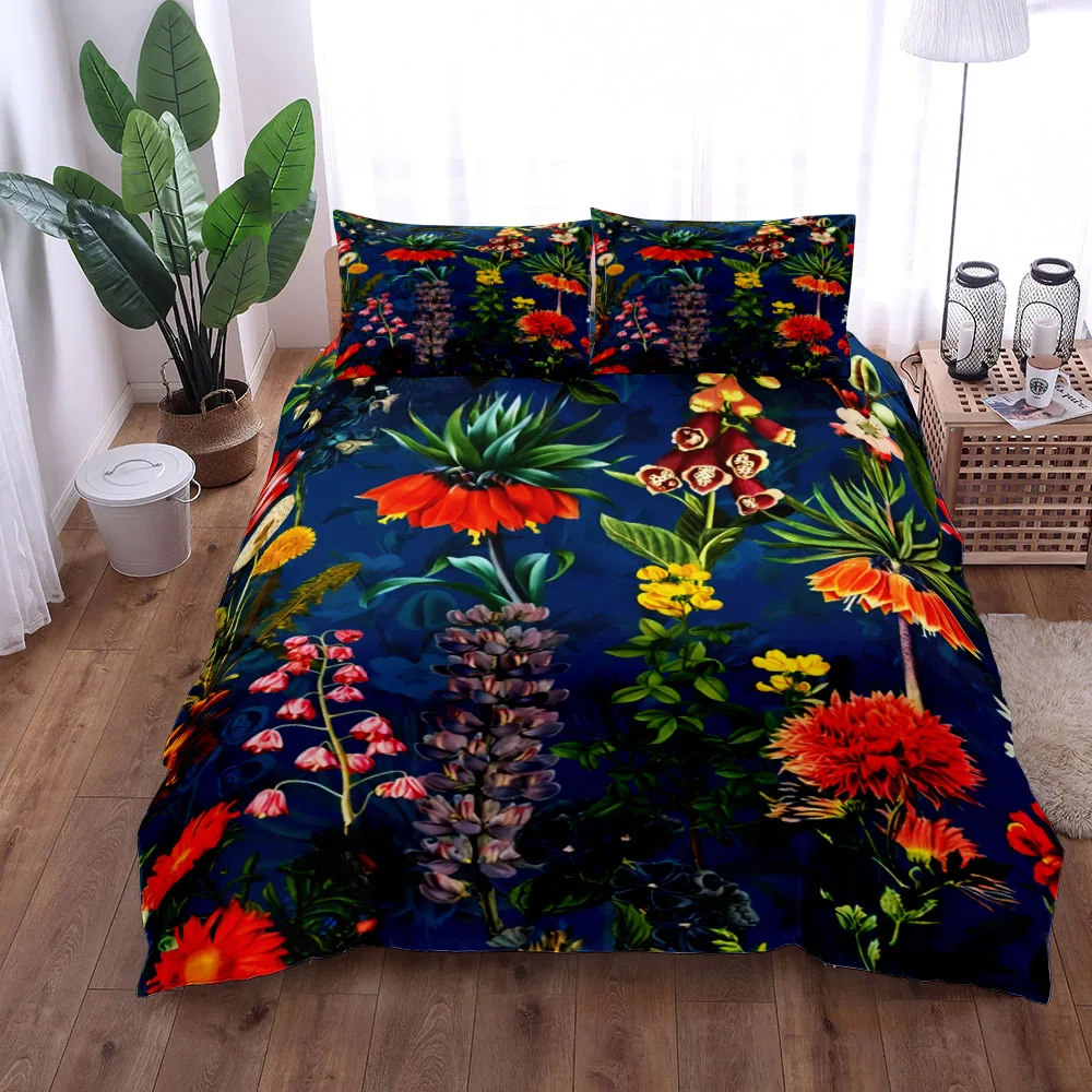 

Vintage Botanical Blossom Duvet Cover Set King Queen Double Full Twin Single Size Bed Linen Set