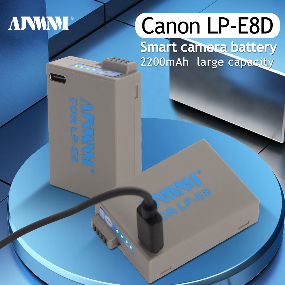 

AJNWNM LP-E8 LP E8 LPE8 Camera Battery Type-C Charging with Bulit-in for Canon EOS 550D 600D 650D 700D X4 X5 X6i X7i T2i T3i