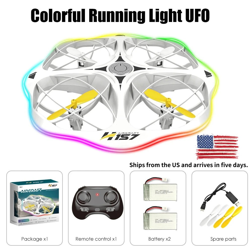 

H158 Mini UFO Drone with Watch & Remote Dual Control - 4-Axis Quadcopter, RGB LED Lights, 360° Flip Obstacle Avoidance Kids Toy