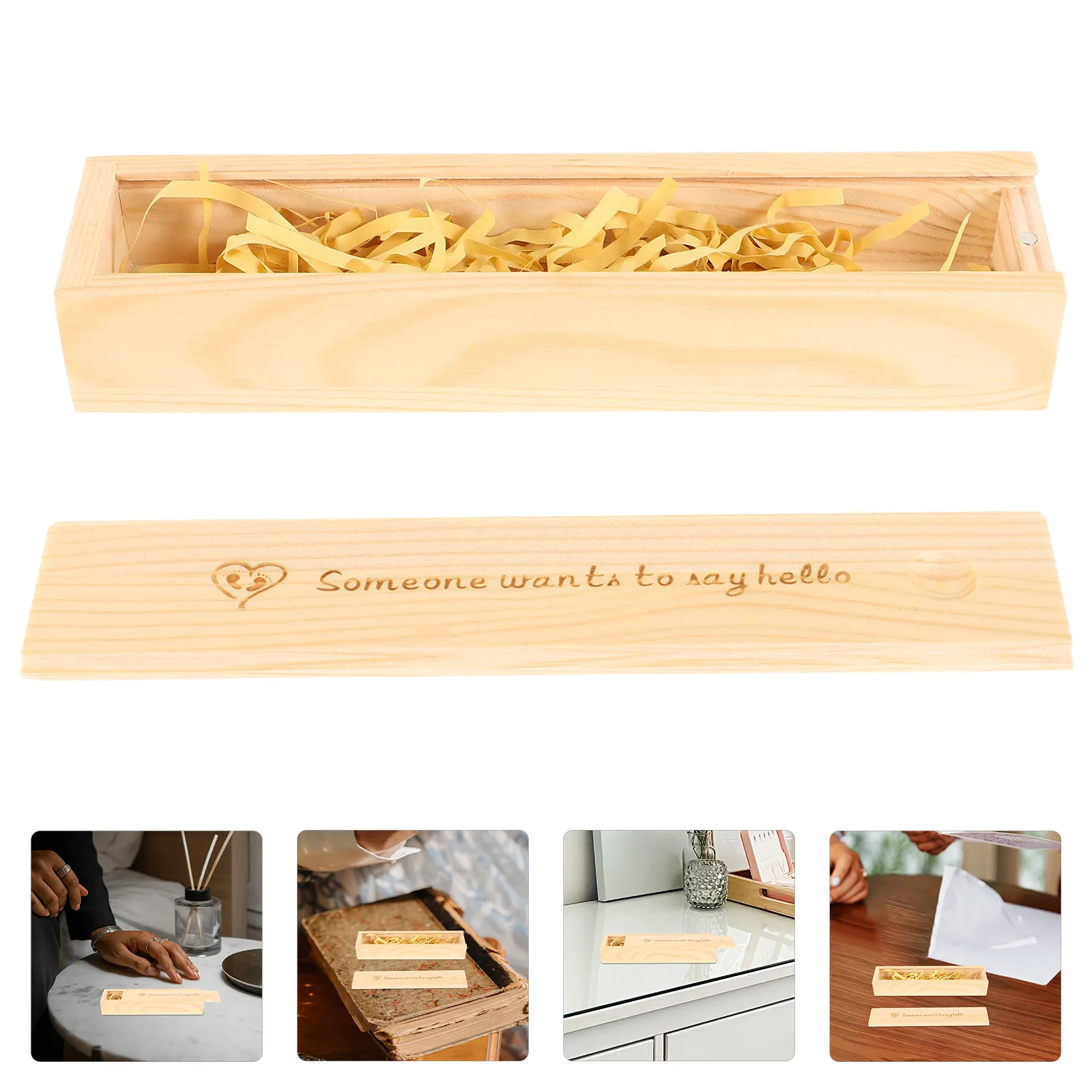 

Wooden Pregnancy Test Keepsake Box Natural Finish Footprint Design Pregnancy Announcement Storage Case Female Keepsake Box Lid