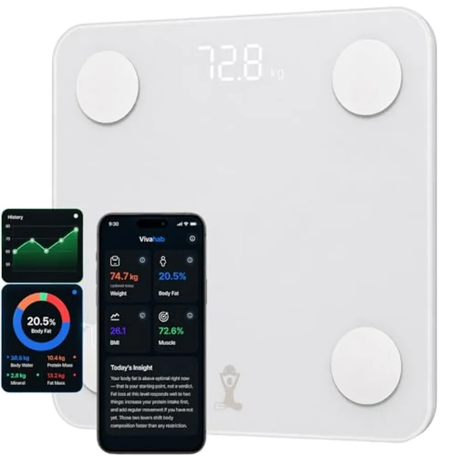 

Smart Body Fat Scale with App Body Composition Scale BMI, Muscle and Visceral Fat,Digital Bathroom Scale for Body Weight, Daily