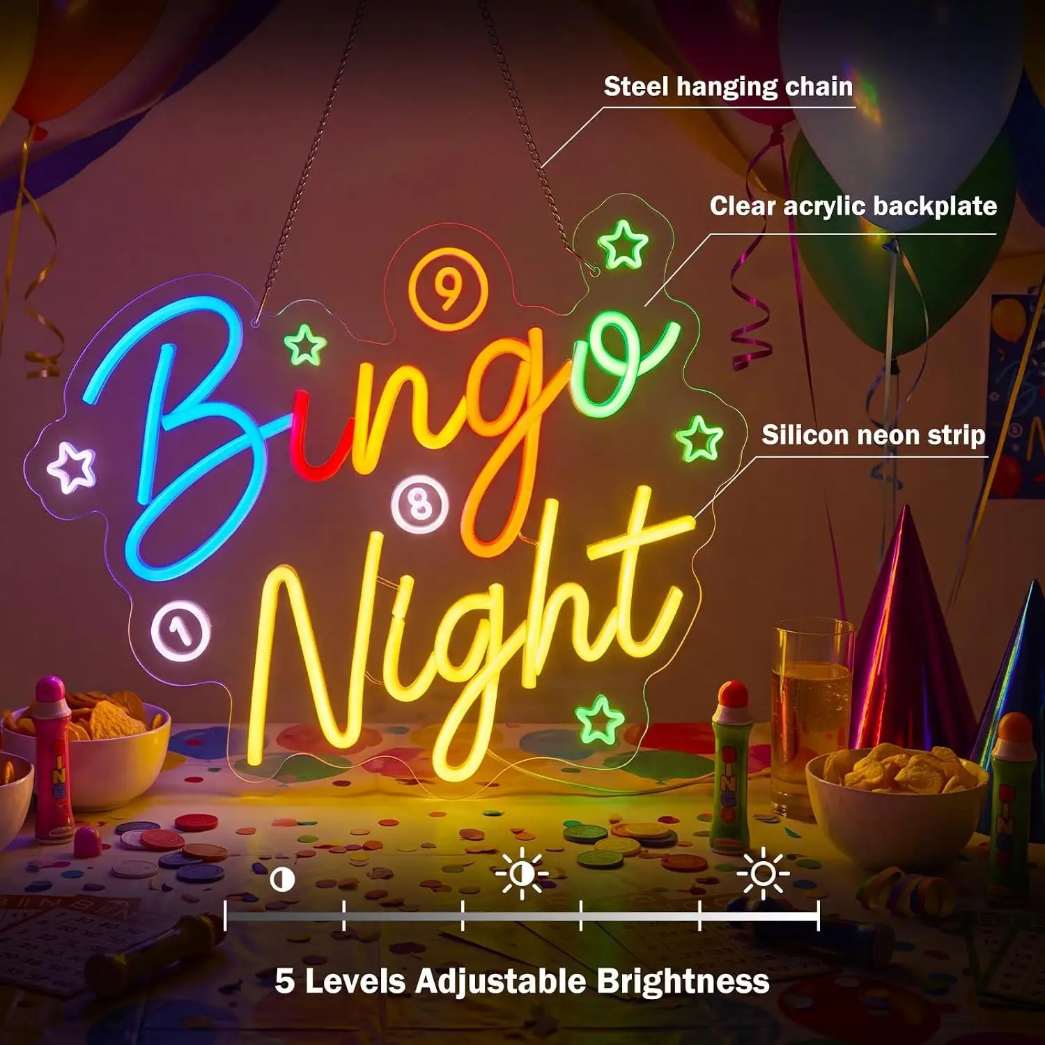 Bingo Night Neon Sign Led Neon Lamp Usb Operated For Bingo Theme Game Night Party Supplies Bar Backdrop Home Wall Decor Lamp