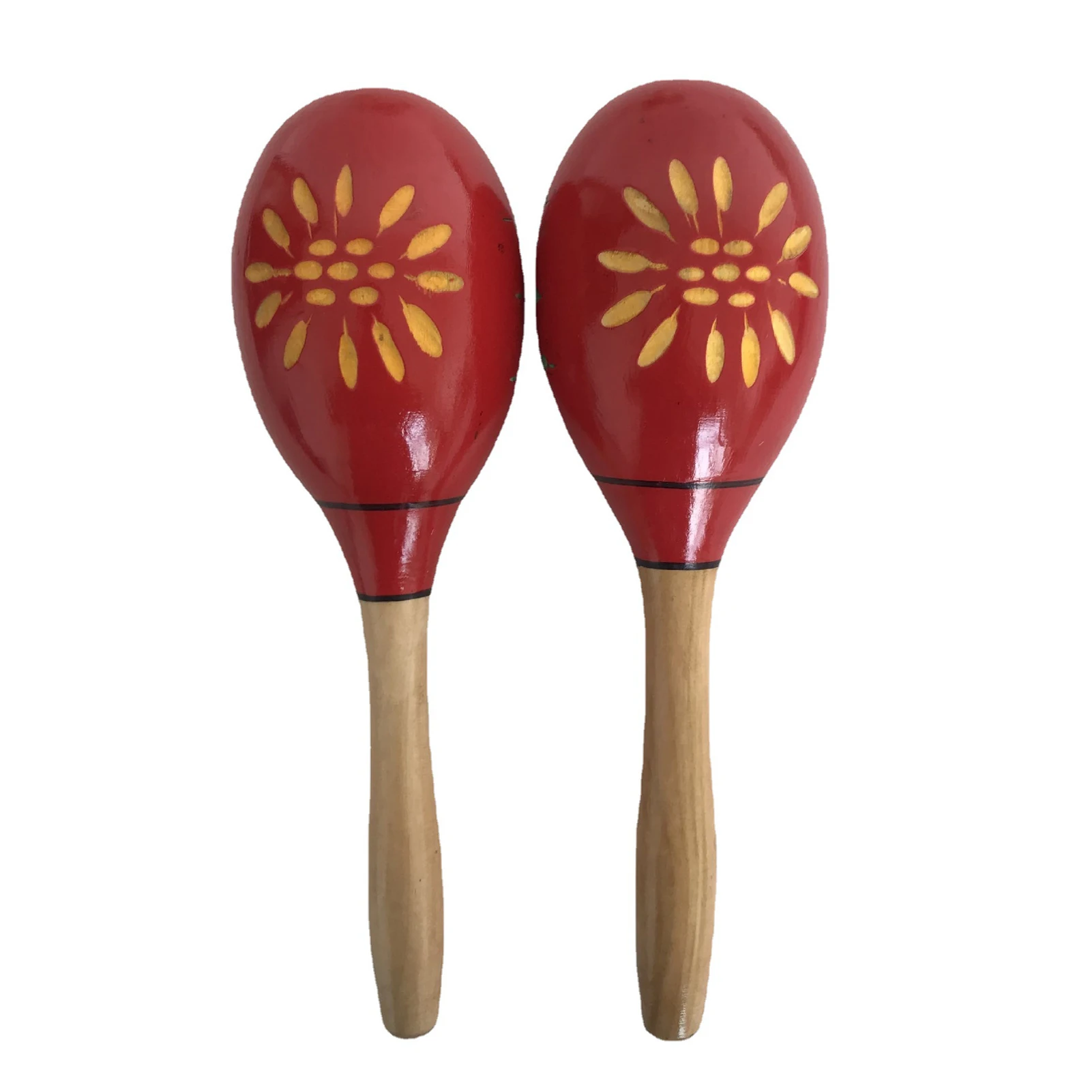 1 Pair Wooden Maracas Sand Hammer Rumba Shakers Rattles Sand Hammer Percussion Instrument Musical Toy for Children Party Games