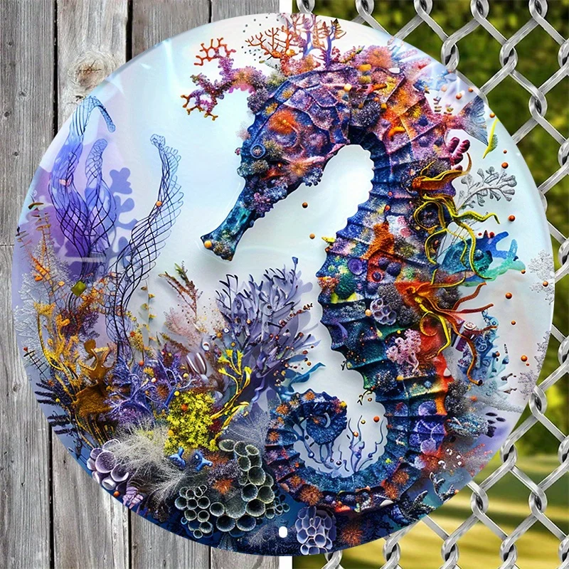

Seahorse Metal Wall Art Decor, Decorative Wall Poster, Weather Resistant for Dormitory, Valentine's Day Gift, Pet Decoration