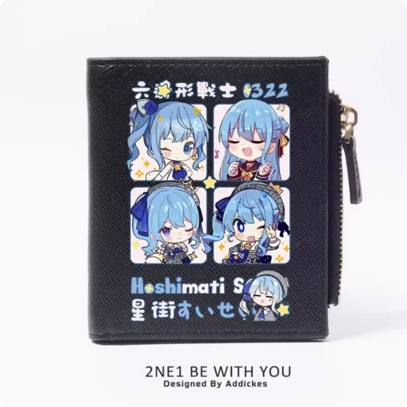 Anime Hoshimati Suisei Hololive  Zipper Fashion Wallets PU Purse Card Holder Money Bag Gift B1508 Cosplay