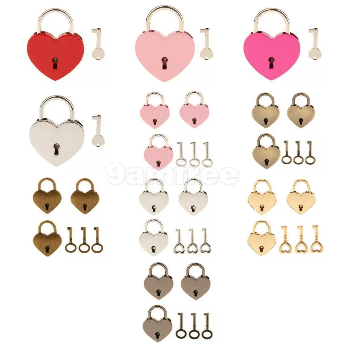 New Hot Vintage Heart Shape Padlock w/ Key Tiny Suitcase Crafts Lock Set Lovers Heart Locks Gifts Presents L Creative Birthday