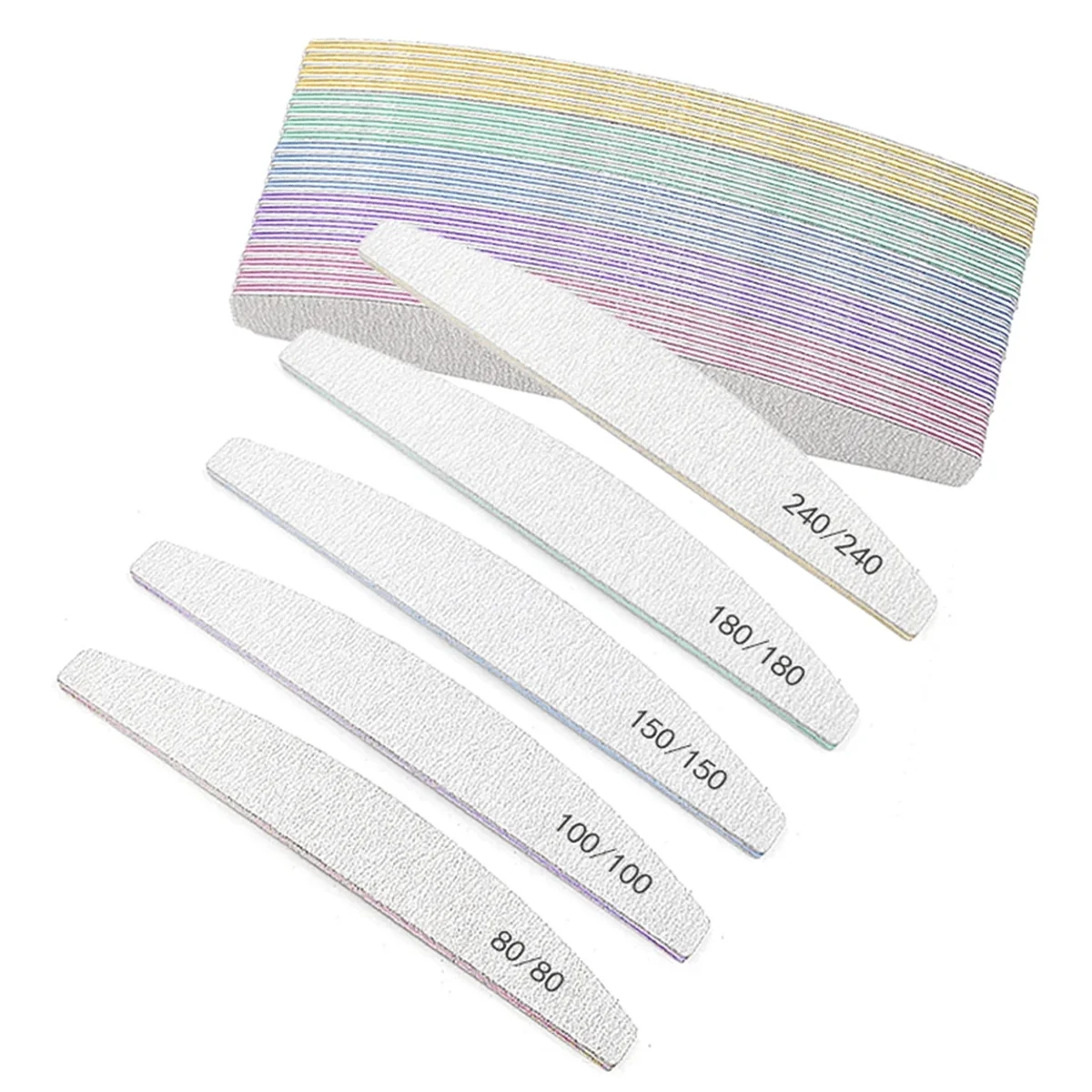 5/10/25/50pcs Nail Files, 80/100/150/180/240 Grit Sanding Nail Files, Polishing Tools, Professional Double-Sided Sanding Boards