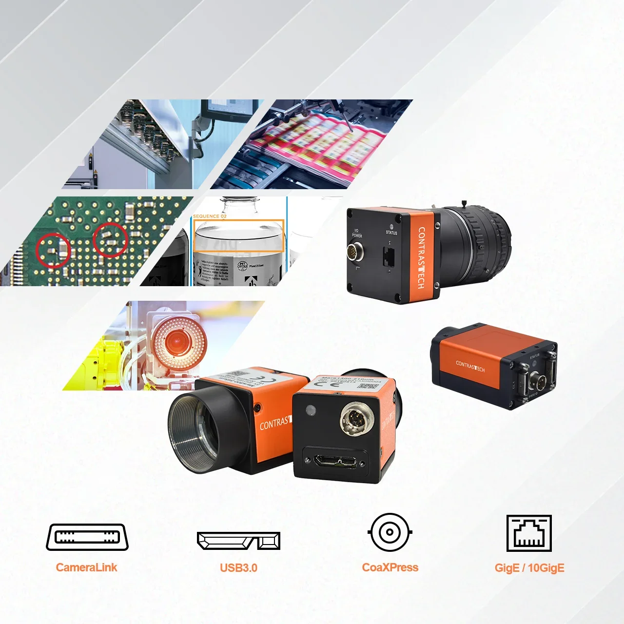 Gpixel GMAX0505 25MP 150fps Global Shutter CMOS CoaXPress Camera industry for PCB  Defect Detection GenlCam Standard C-Mount M42