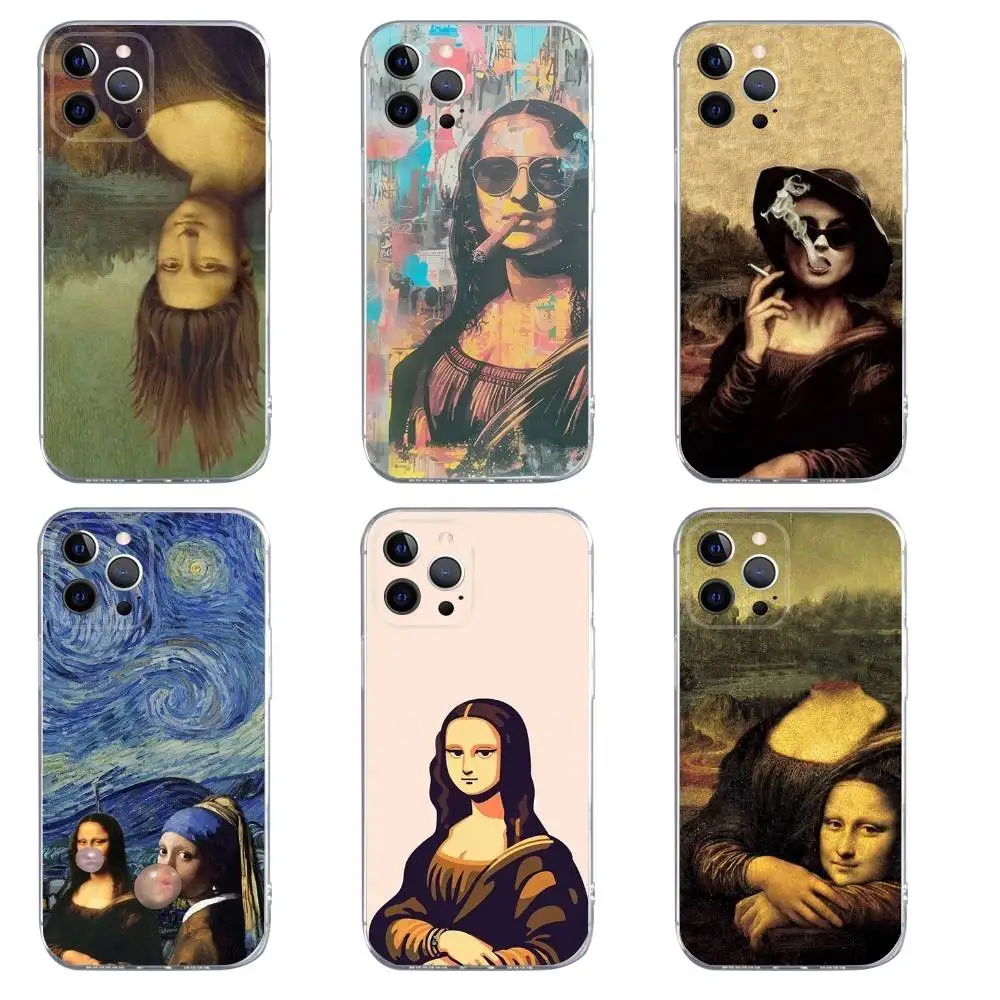 

Funny Art Aesthetic Mona Lisa Phone Case For iPhone 16,15,14,13,12,11,Pro,Max,Xs,Xr,X,7,8,Plus,Mini Silicone Clear Cover