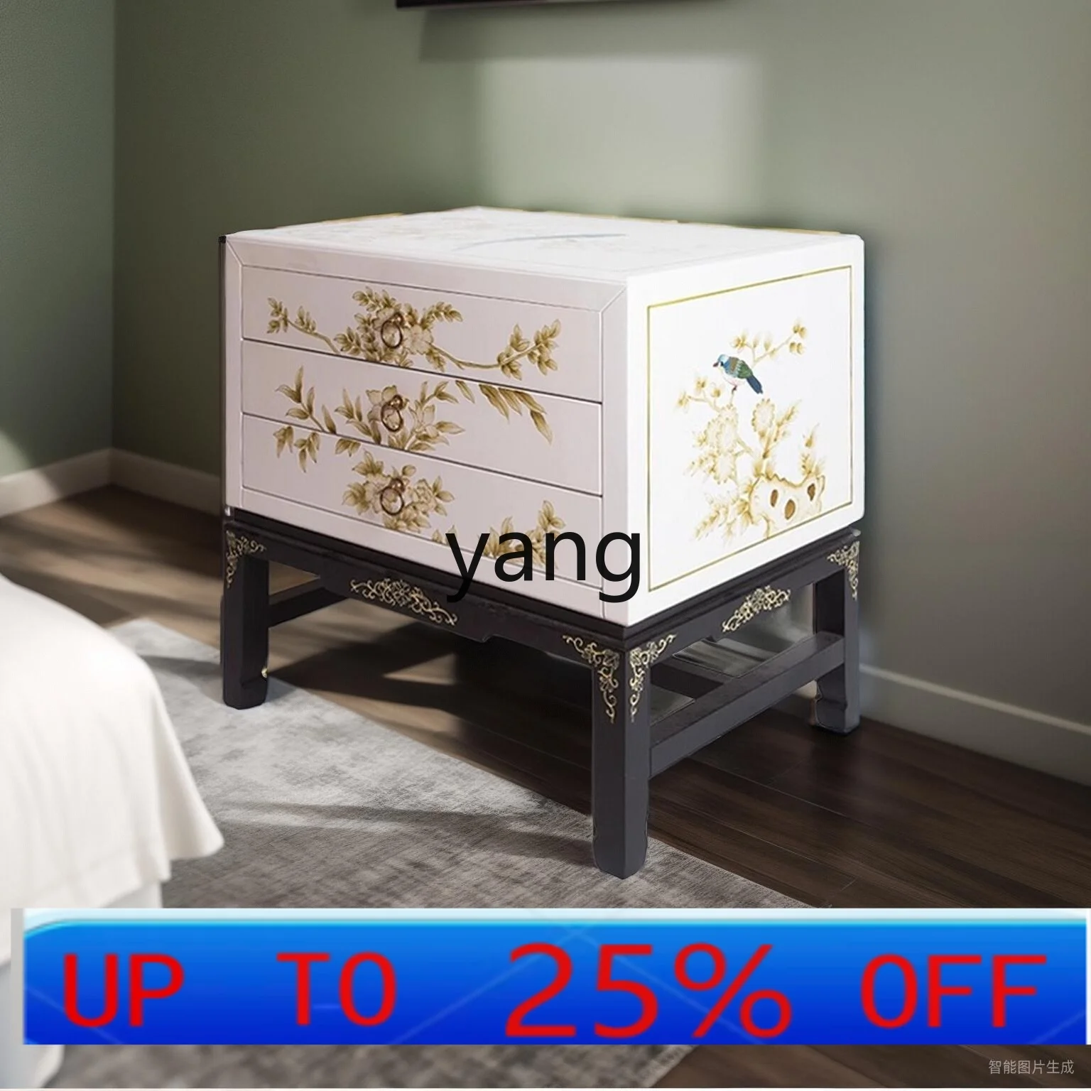 

Новая китайская прикроватная тумбочка ручной росписи, современная простая мебель, декоративный шкафчик.