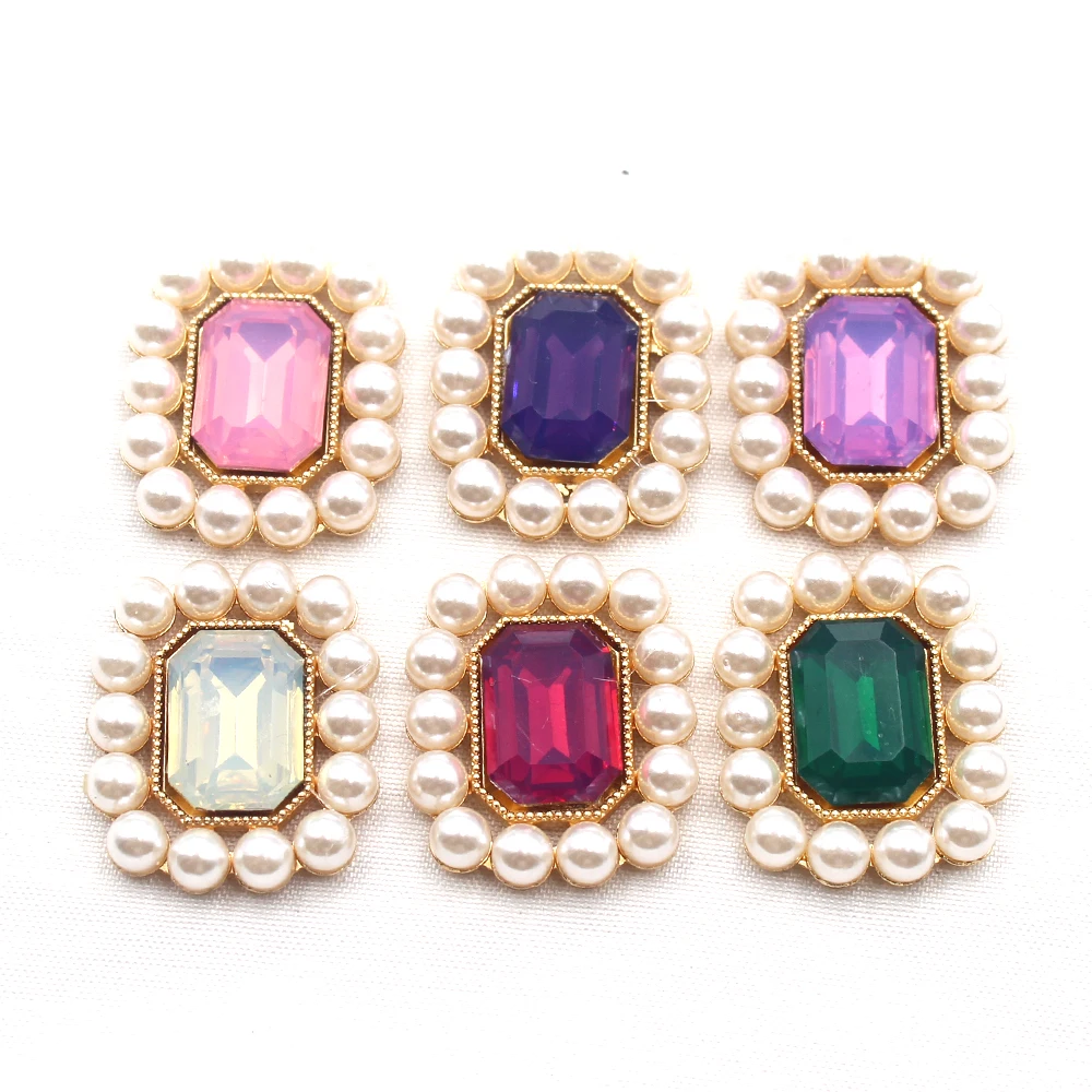 10Pieces/Batch 20*25mm Alloy Handmade Rectangular Pearls DIY Bow Collar Wedding Gift Decoration Clothing Accessories