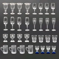 4Pcs 1/12 Doll House Miniature Resin Wine Glass Simulation Goblet Model Toys for Mini Decoration Dollhouse Accessories