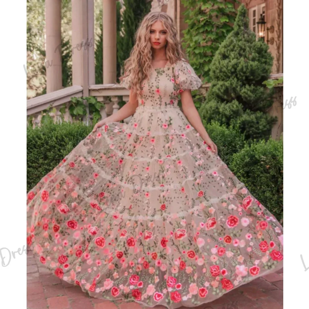 

Lena-Lace Flower Embroidered Dress for Women's 2024 Sweetheart Neckline Princess Formal Party Wedding Dress