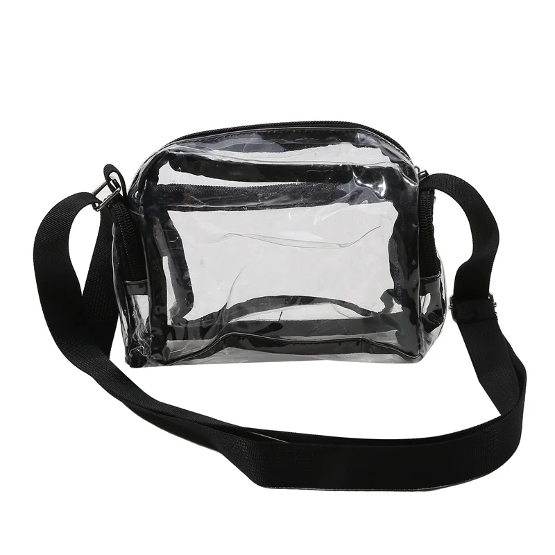 PVC Clear Crossbody Shoulder Bag Waterproof Transparent Daypack Multi-Pocket Design Adjustable Strap Outdoor Travel Shopping