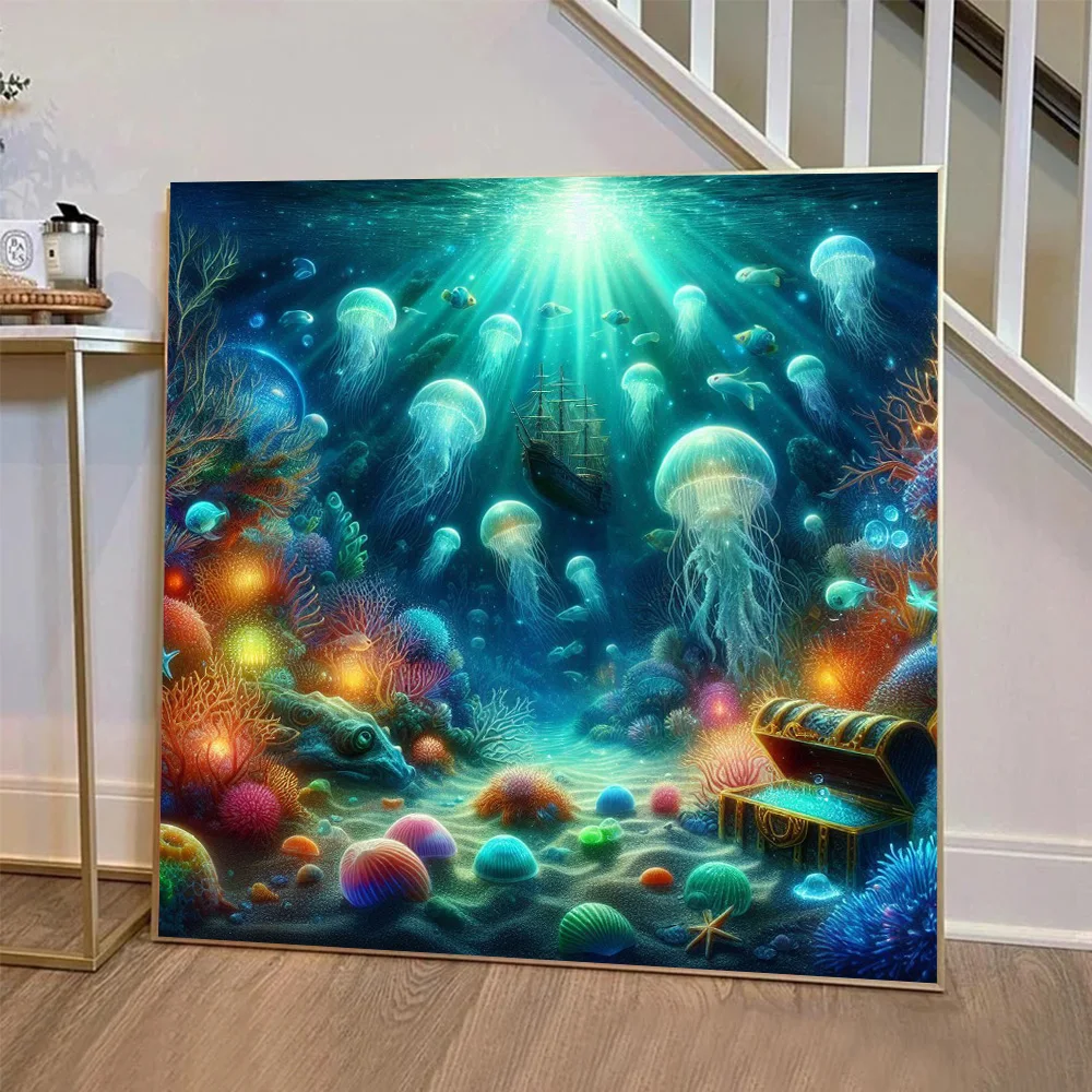 Beautiful Ocean Animal Jellyfish Diamond Painting Fantasy Scenery 5D Mosaic Kits DIY Full  Drills Embroidery Cross Stitch Decor