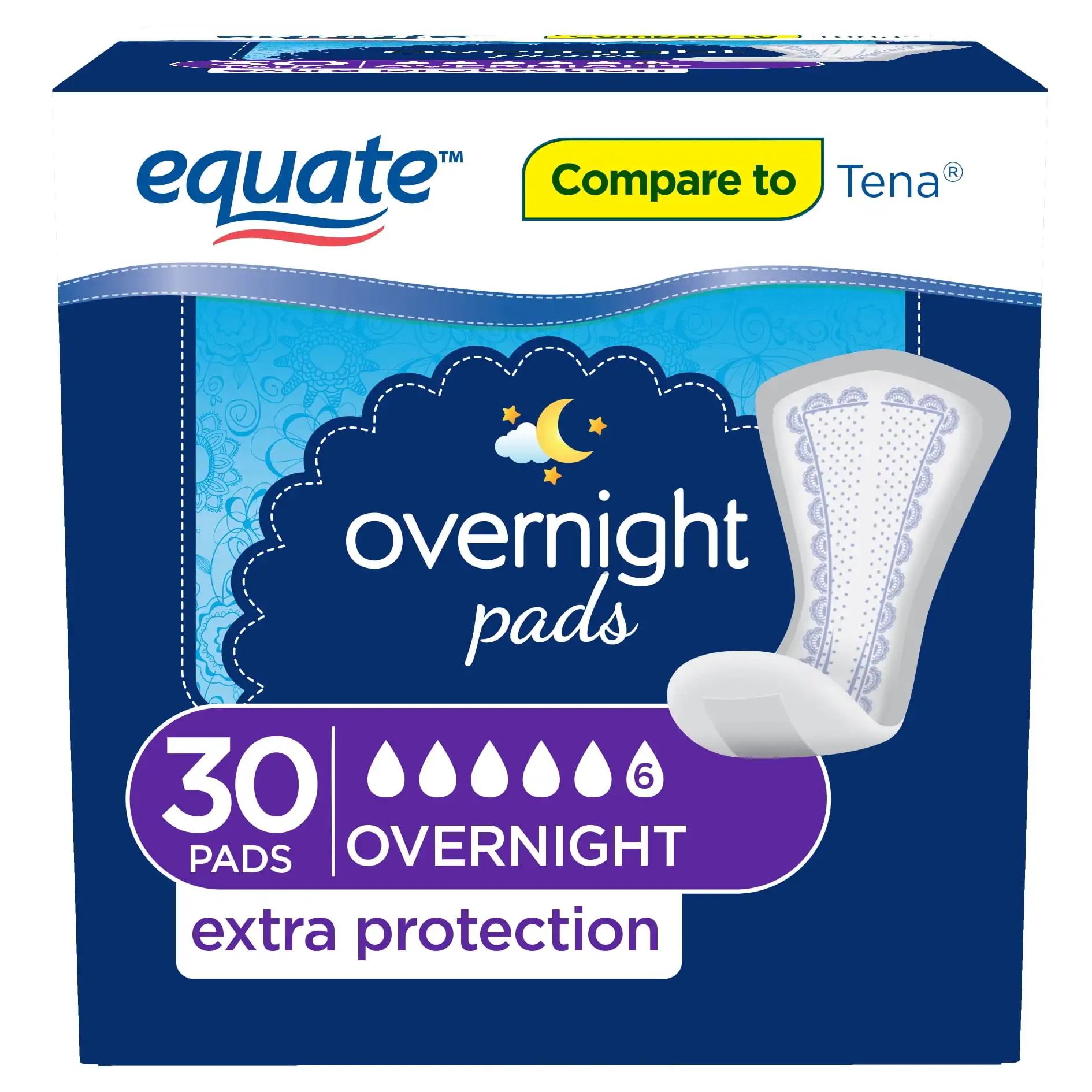 

Overnight Contoured Pads, Ultimate Absorbency Extra Protection, 30 Count