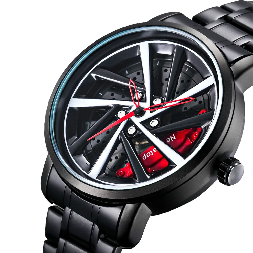 ZH126 Trendy and fashionable Men watch with hollowed out wheels and rotating quartz watches, cool clock gifts，watches for man