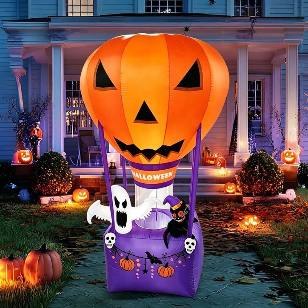 Horror Pumpkin Hot Air Balloon Inflatable Model Haunted House Atmosphere Decoration Halloween Large Scale 6 Feet/1.8m Ornament