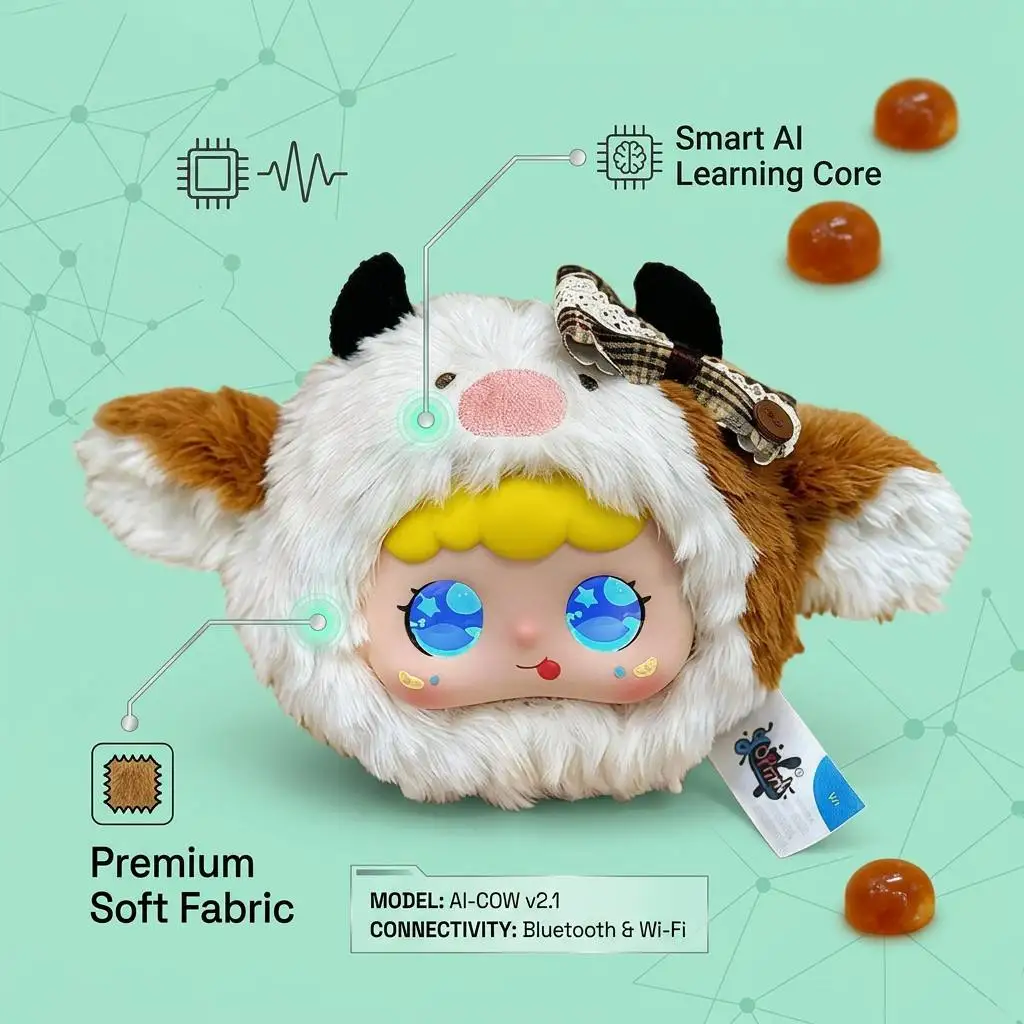 Portable Smart AI Emotional Plush Bear Vivid LED Expression Voice Chat OEM Custom Teen Desktop Collectible Ornament Gift - view 2