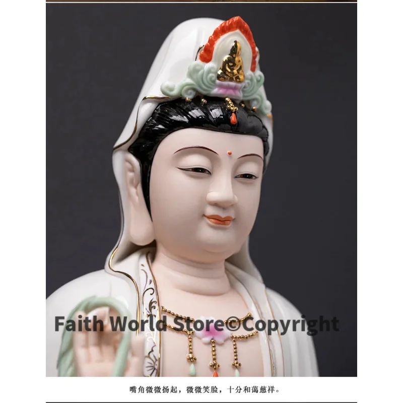 2025 grade Porcelain GUAN YIN PU SA BUDDHA Asia home Altar shop Worship efficacious Talisman family Goddess Mascot statue 30CM