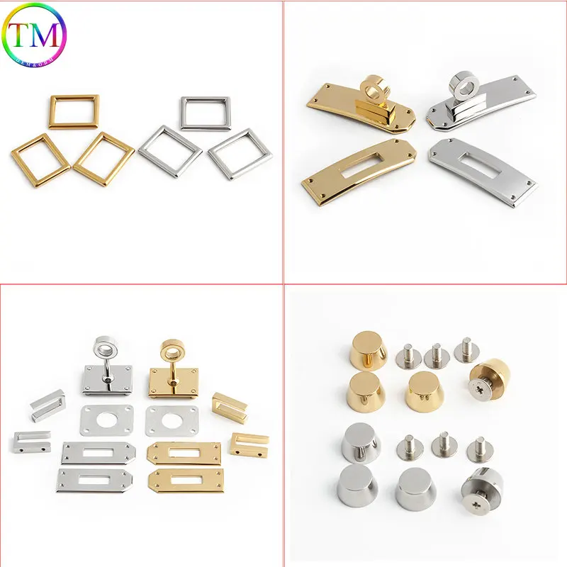 Gold Silver Stainless Steel Metal Rectangle Hanger Clasp Locks For DIY Craft Handbags Purse Bags Buckles Hardware Accessories