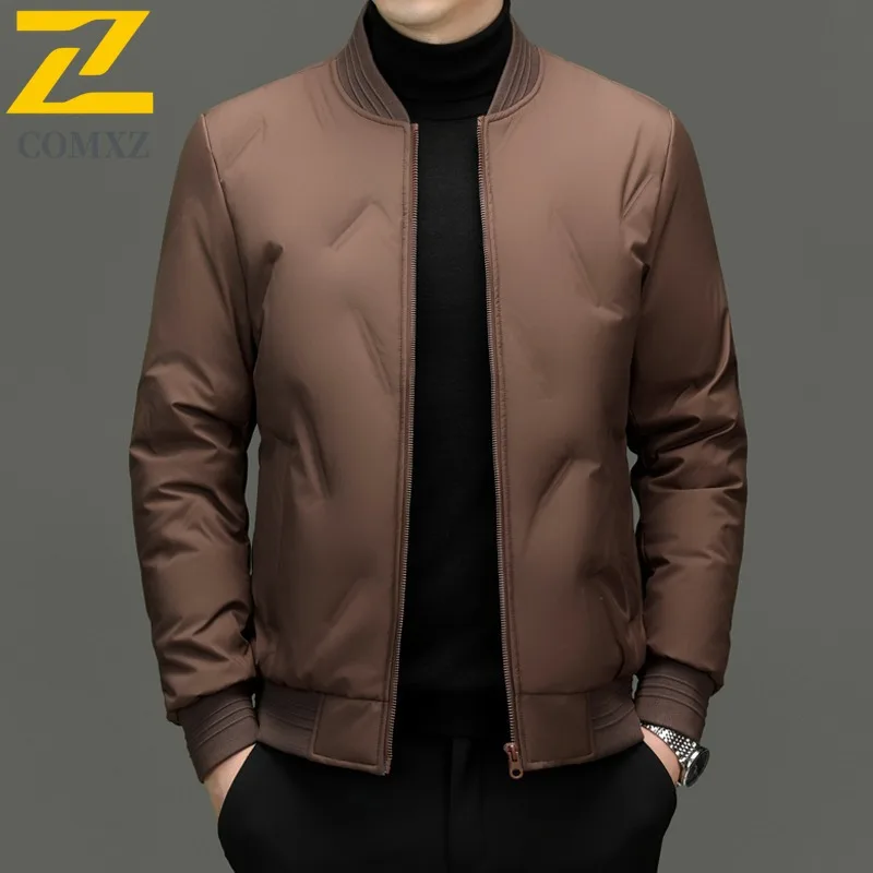 COMXZ Winter New 90% Down Down Jacket Men Lightweight Thermal Loose Fit Baseball Collar Youth Casual Men Wear Winter Coat 2025
