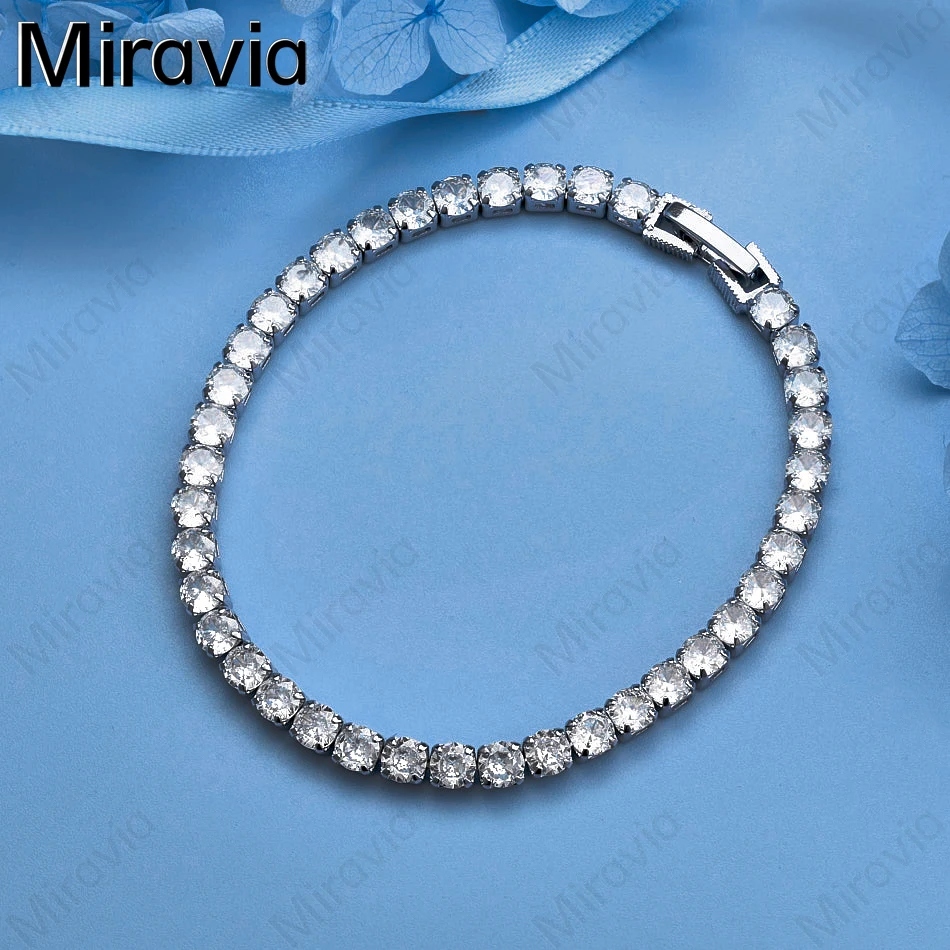 

Miravia 925 Sterling Silver Single Row Full Diamond Four Claw Zircon Bracelet Cute Fashion Women Gift Jewelry