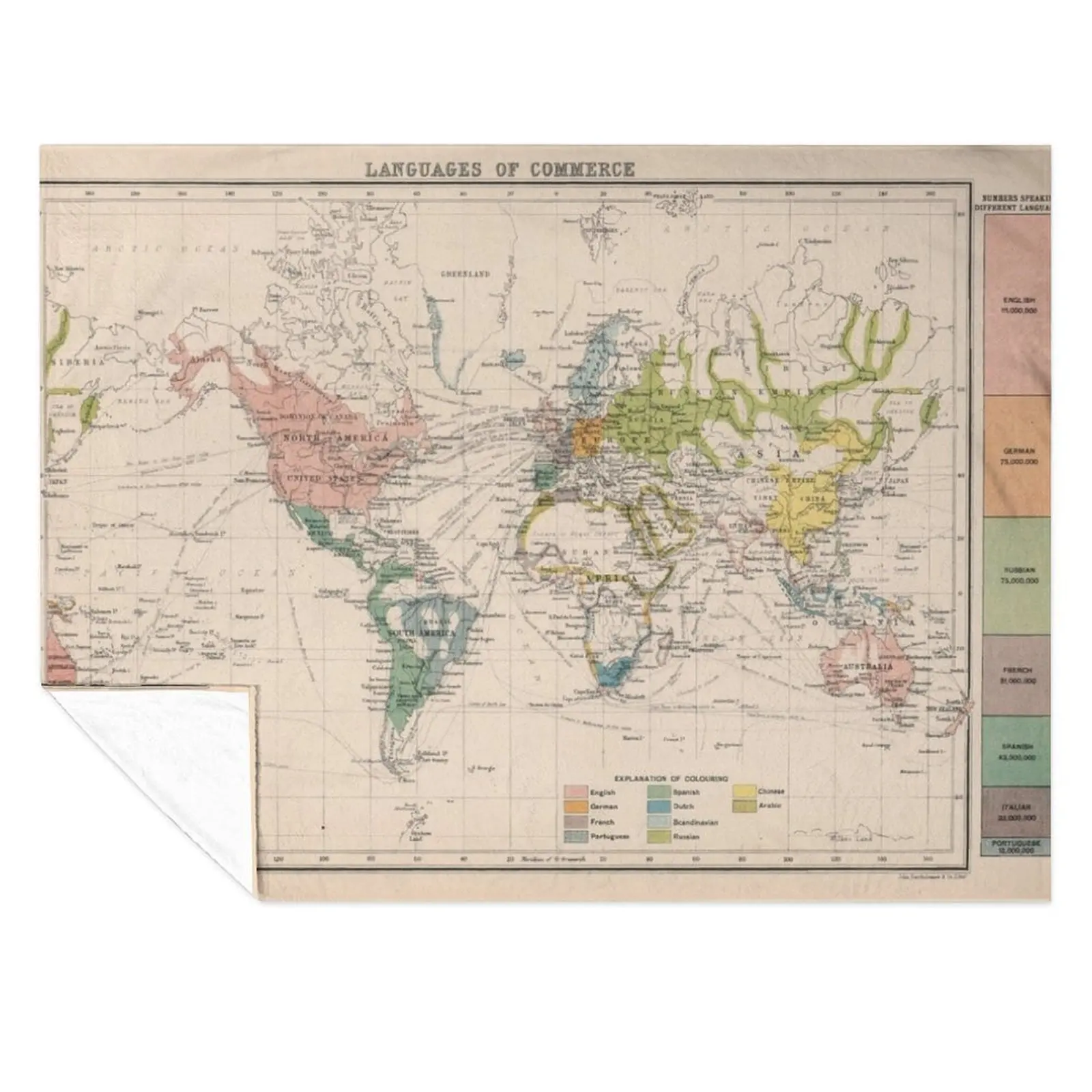 

Old World Language Map (1907) Vintage Global Linguistic Atlas Throw Blanket Summer Beddings for babies Decorative Beds Blankets